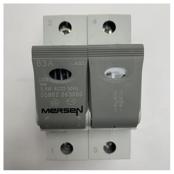 Mersen 63A 海洋電気設備用2極電源スイッチディスコネクターヒューズ - J1012606B