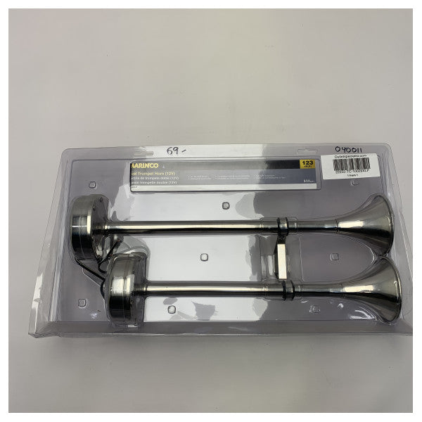 Marinco trumpet elektrisk lufthorn dubbel 12V rostfritt stål - 10029XLP