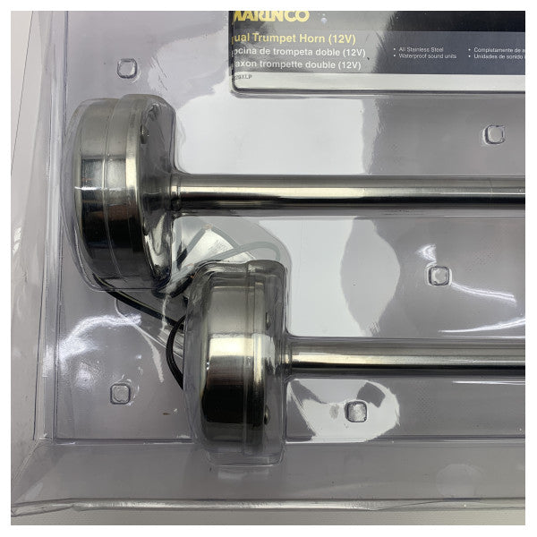 Marinco trumpet elektrisk lufthorn dubbel 12V rostfritt stål - 10029XLP