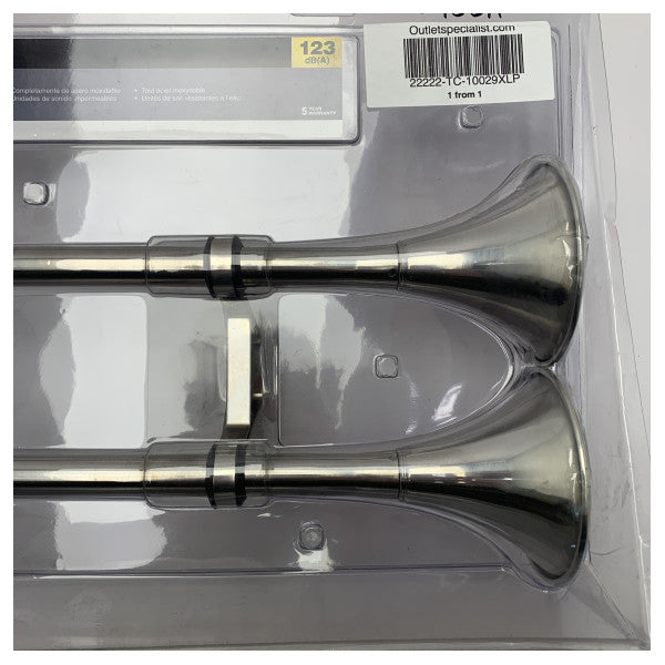 Marinco trumpet electric air horn double 12V stainless steel - 10029XLP