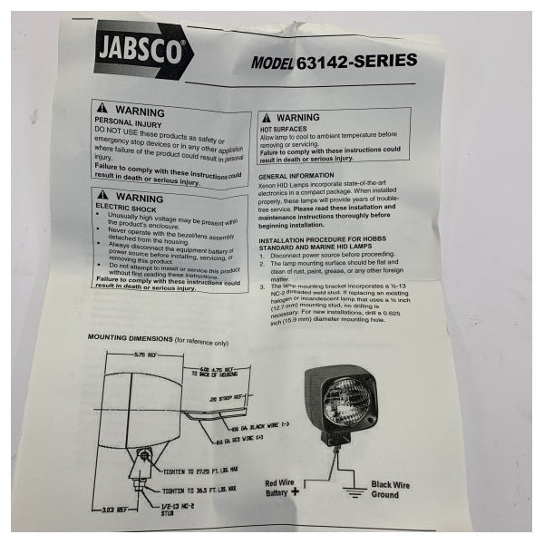 Jabsco Faro Xenon 12V 15 Amp Marine Flomlys - 63142-0012 