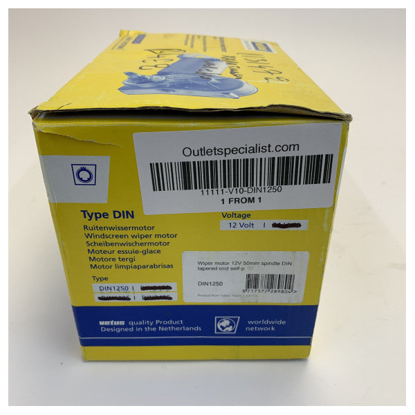 Vetus vindusviskermotor 12V - lang aksel 51 mm 2 tommer - DIN1250 