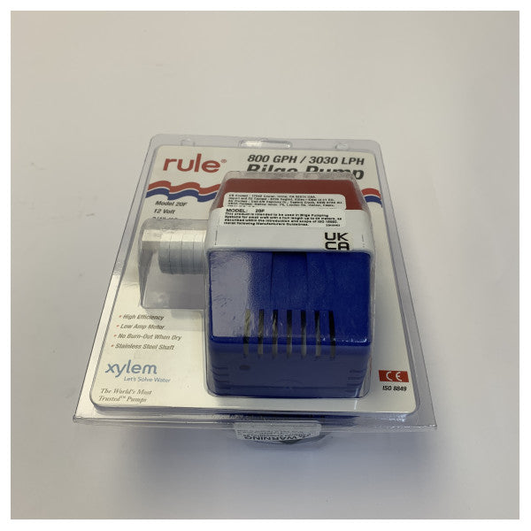 Rule 800 GPH upotettava merikäyttöinen pilssipumppu 12V - 20F Square Series 