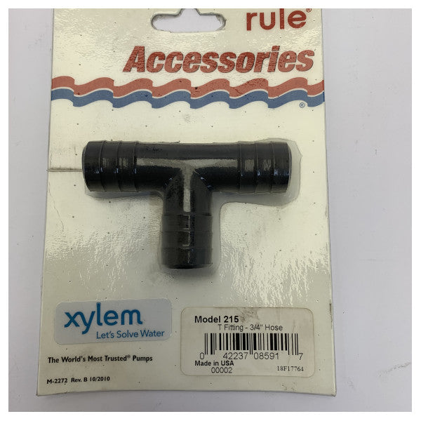 Rule 215 Conector de mangueira marítima em T de 3/4 polegada 19 mm 
