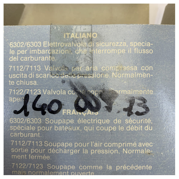 Marco Marine válvula solenoide 24V 1/4inch 10mm 