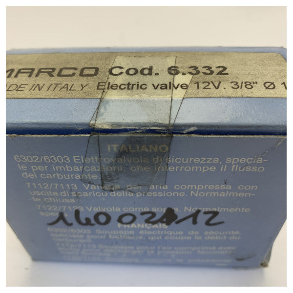 Marco 12V marin-solenoidventil 3/8 tum 12 mm 