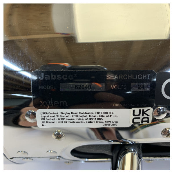 Jabsco 62040-4006 Holofote Marítimo - Farol de Busca de Montagem Fixa em Cromo de 7 Polegadas - 24V 