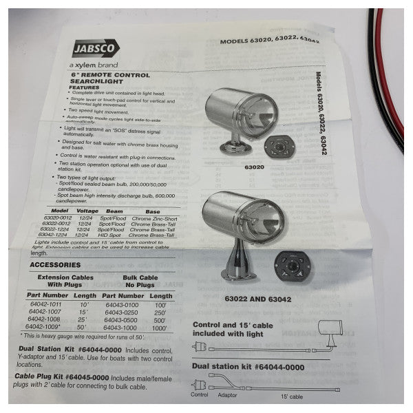Jabsco Marine Spotlight 6\" Krom 12/24V Spot-Flom Overflatemontering - 63022-0012 