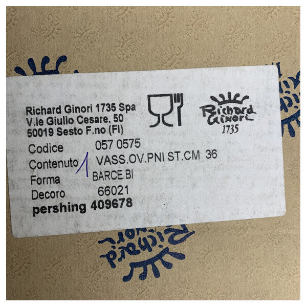 Сервизна чиния от порцелан Richard Ginori Pershing Oval с сребърен ръб - 057 0575 66021 