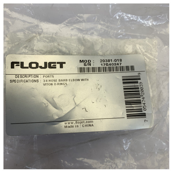 Flojet 20381-018 90 graders albue slangespids portfitting 3/4 tomme 