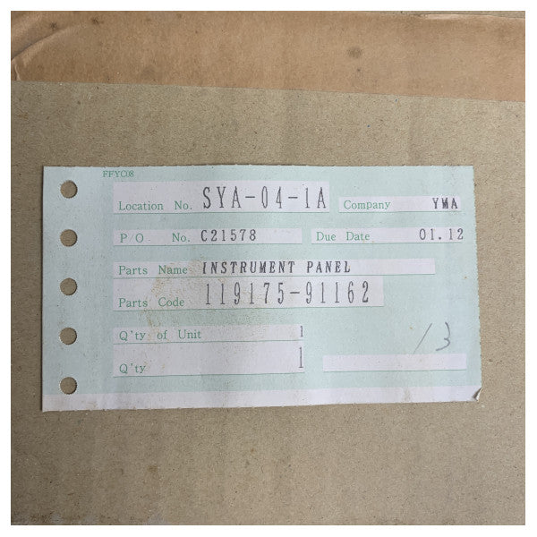 Yanmar 119175-91162 Marine Engine Instrument Panel