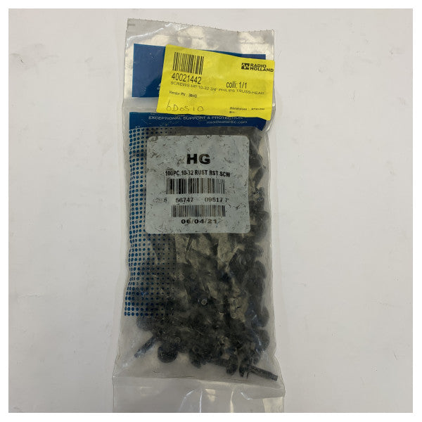 Гвинти Phillips Truss Head Rack Screws & Washer HP 10-32 x 3/4 дюйма - чорне покриття, 100 шт. 
