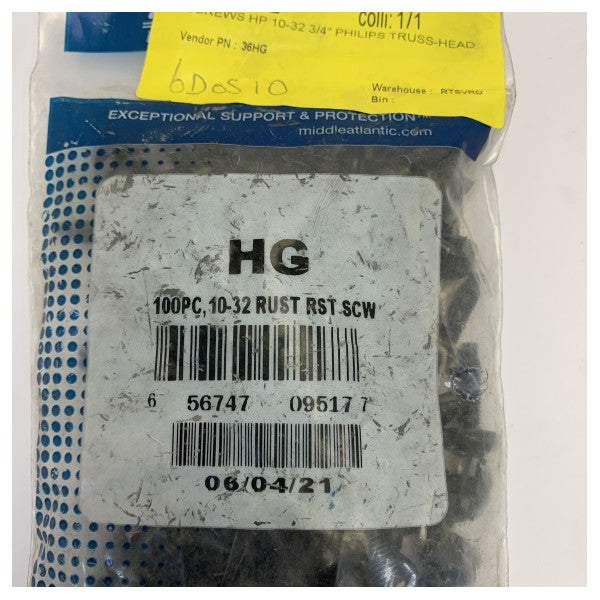 Гвинти Phillips Truss Head Rack Screws & Washer HP 10-32 x 3/4 дюйма - чорне покриття, 100 шт. 