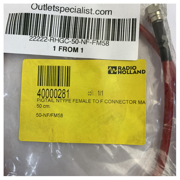 Koaxiales Pigtail-Kabel N-Buchse auf F-Stecker 50 cm RG58 