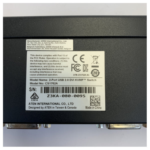 Aten CS1762A 2-porttinen USB DVI KVMP-kytkin äänellä ja kaapeleilla 