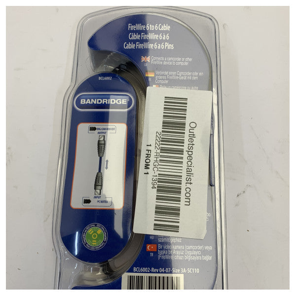 Bandridge 1394 FireWire Data Cable 