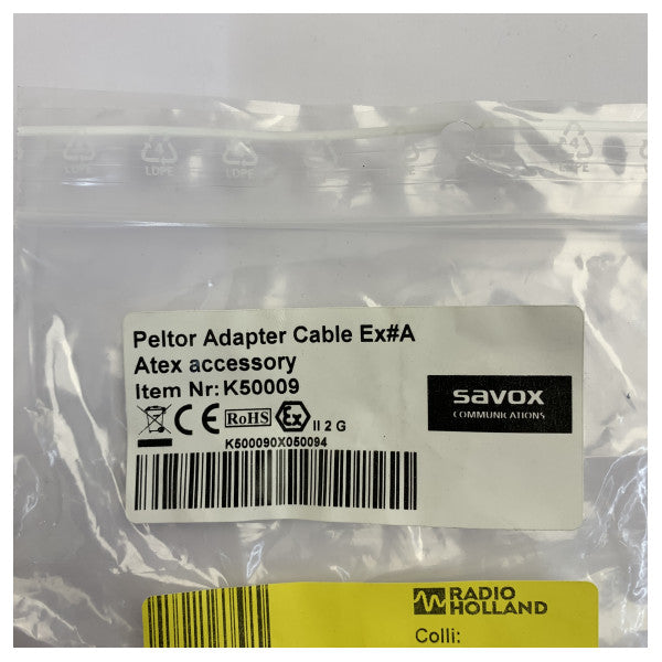Cobham Savox K50009 ATEX lydadapterkabel til Peltor-systemer 