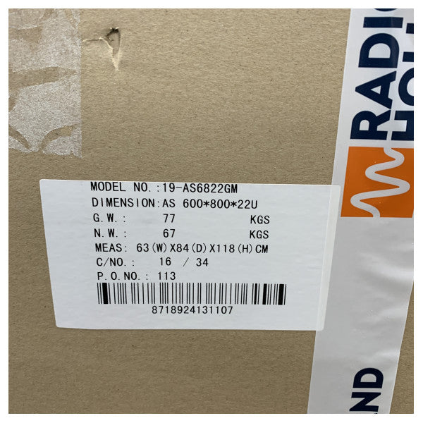 Q-Rack EMS68-22BK 22U 19 ιντσών Δαπέδου Rack Server - 600x800mm IT Cabinet 