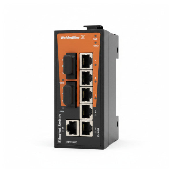 Weidmüller IE-SW-BL08T-6TX-2SC Switch di rete unmanaged | 6 porte 2x SC | guida DIN 