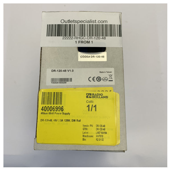 مزود طاقة سكة DIN Moxa Mean Well DR-120-48 بجهد 48 فولت و2.5 أمبير و120 واط، مزود طاقة صناعي PSU 