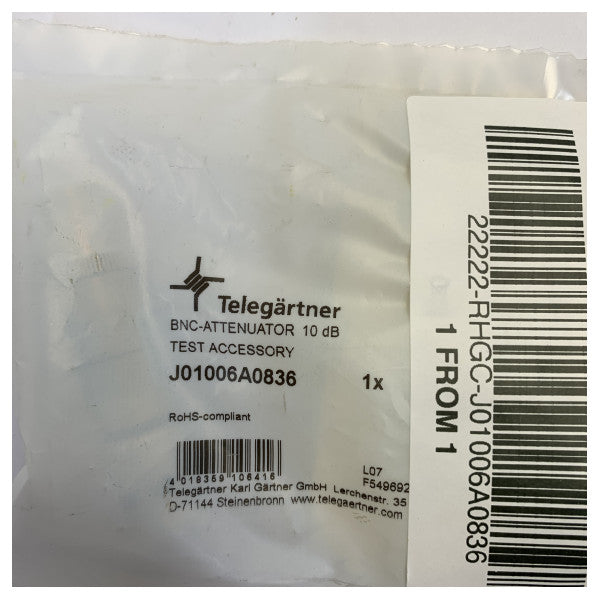 Telegärtner RF Atténuateur BNC M/F 10dB 50Ω 2GHz 0.5W - J01006A0836 