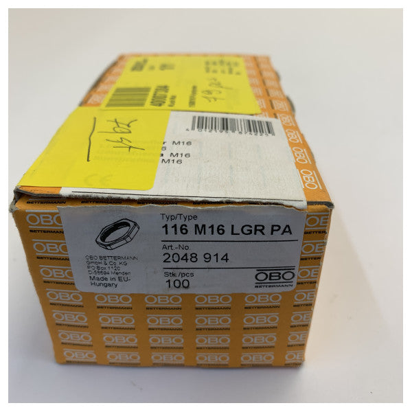 OBO Bettermann 116 M16 låsemutter i polystyren 