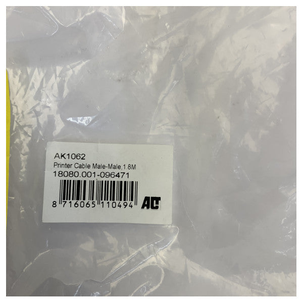 AC AK1062 parallell skriverkabel D-Sub 25-pinners DB25 hann til hann legacy datakabel 