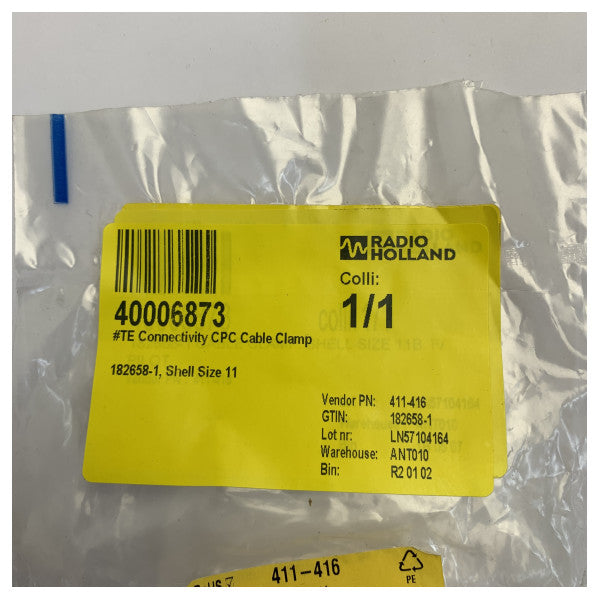 TE Connectivity CPC Cable Clamp 182658-1 Shell Size 11 