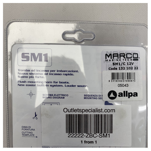 Marco Smile 12V electric stainless steel horn - SM1 - 132 102 22