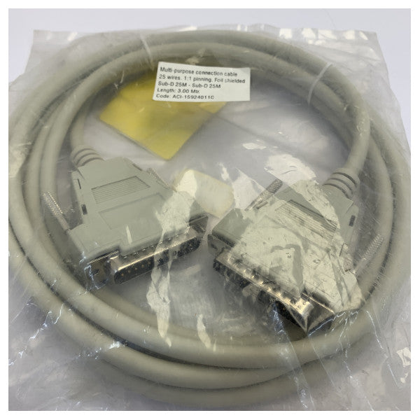 Roline D-Sub 25-pins hann til hann RS232 seriell datakabel 3 m - DB25 M/M 