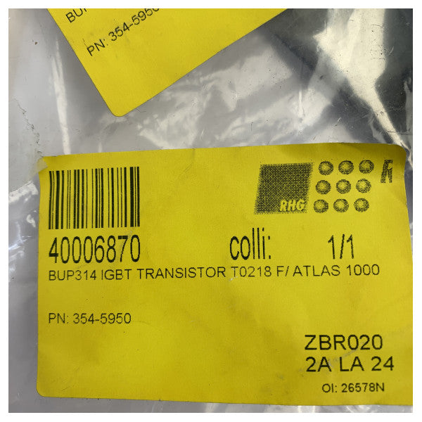 Infineon BUP314 IGBT-transistor 1200V 52A TO-218 til Atlas 1000 Marine Systems 