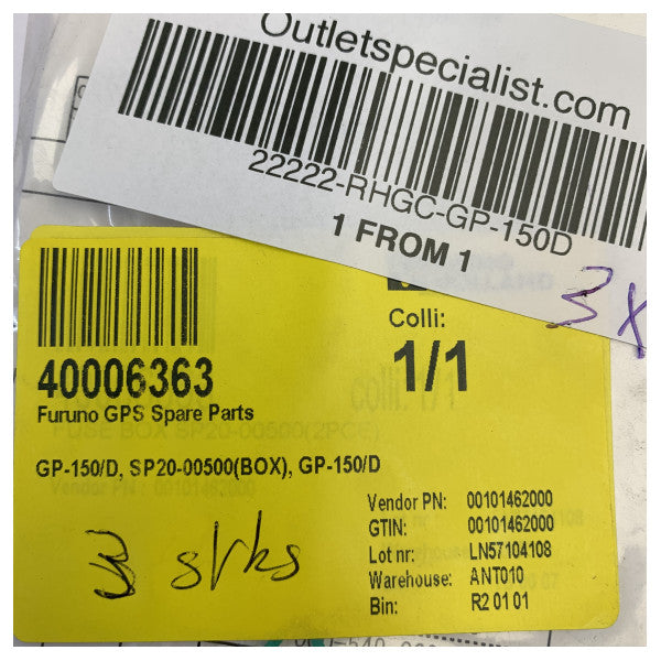 Furuno GP-150/D GPS Ersatzteile 2A Sicherungssatz SP20-00500 3 Stück 