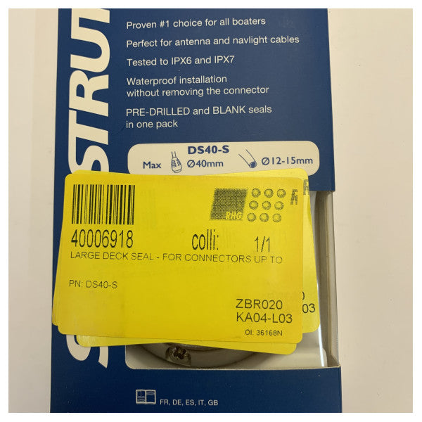 Presse-étoupe de pont marin en acier inoxydable Scanstrut DS40-S pour passage de câble vertical IP68 