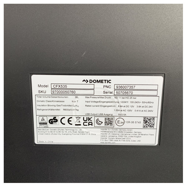 Dometic CFX5 35 35L 冷却ボックス コンプレッサー冷却式 12/24/230V - 97000050760 