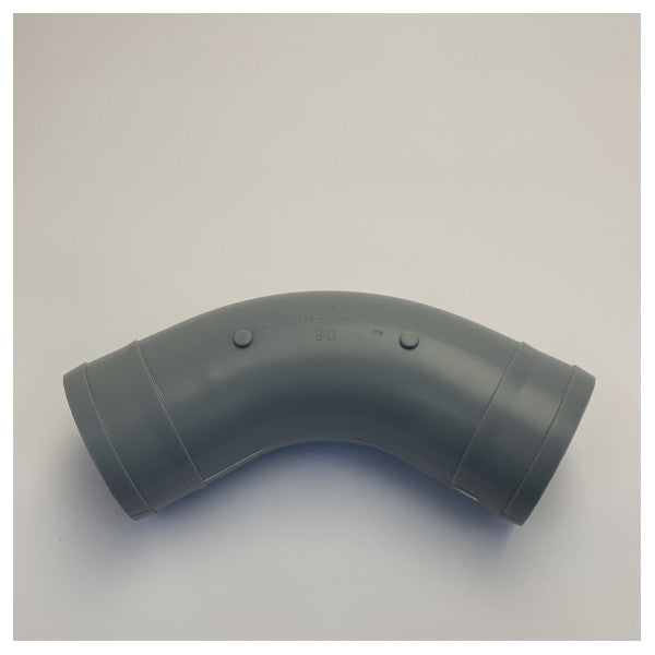 Plastic hose connection, 60° bend, 90mm diameter 