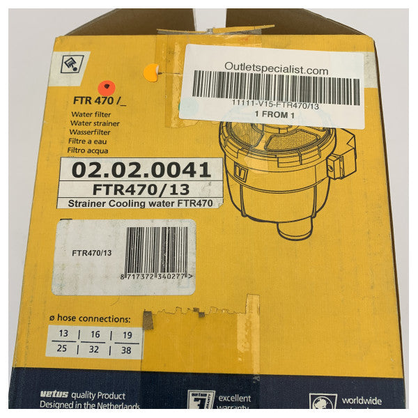Vetus FTR470/13 Filtr chłodziwa typ 470 Do węża 12,7 mm 23 LPM 