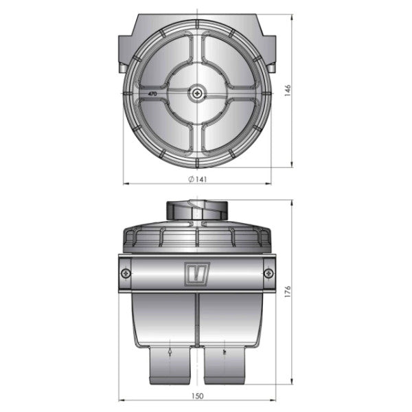 Vetus FTR470/13 Filtr chłodziwa typ 470 Do węża 12,7 mm 23 LPM 
