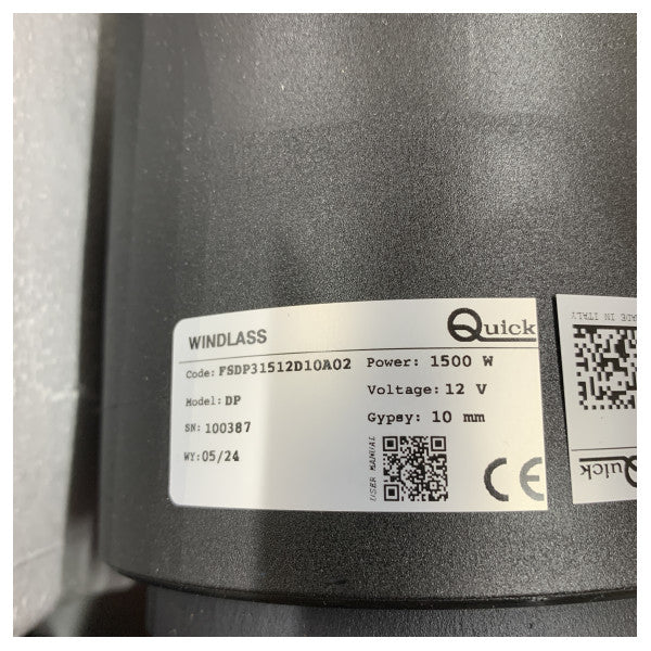 Quick Prince DP3 Guindeau électrique vertical 1500W 12V avec tambour/cabestan - 10mm 