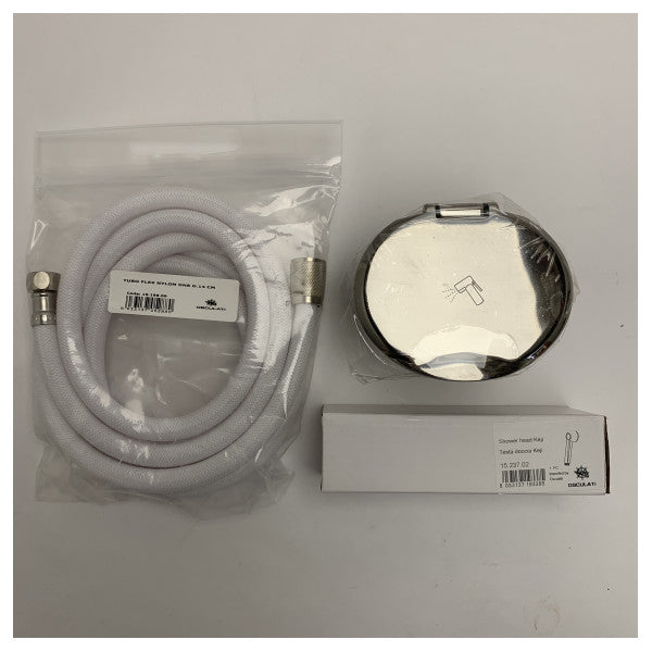 صندوق دش من الفولاذ المقاوم للصدأ من Osculati Marine مع خلاط وخرطوم مرن ورأس دش - نظام دش قارب متين مقاوم للتآكل