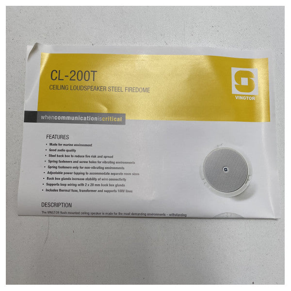 Zenitel CL-200T diffusore da soffitto bianco con cupola in acciaio