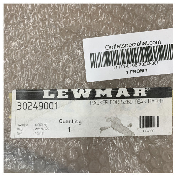 Lewmar 30249001 Packer for SZ60 Teak Hatch - Aluminum Marine Hardware 