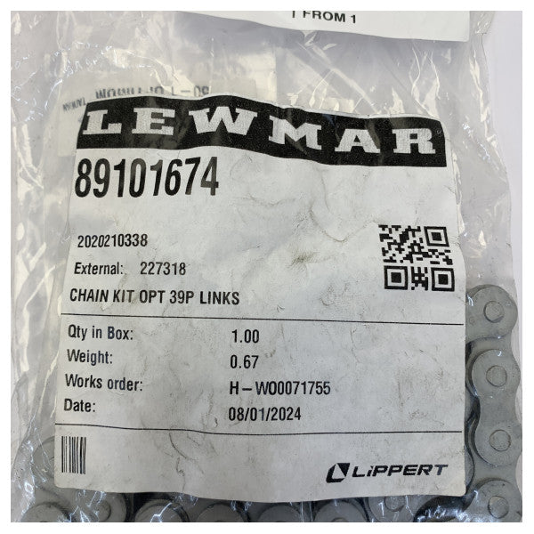 Lewmar 89101674 مجموعة سلسلة بكرة OPT 39P Links 