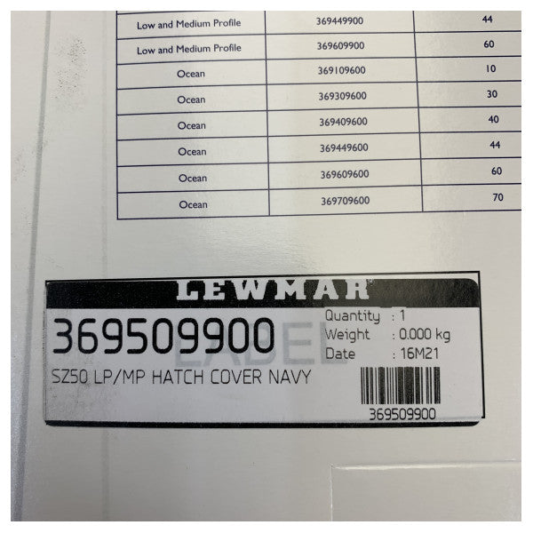 Lewmar Size 50 Hatch Cover Navy for Low and Medium Profile Hatches - 369509900