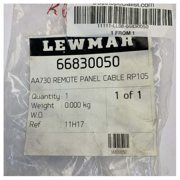Lewmar 66830050 AA730 etäohjauspaneelin kaapeli RP105 
