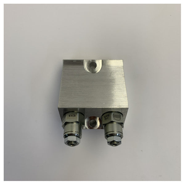 Lewmar B17046 Dual Counterbalance-ventil 10:1 inline hydraulisk manifold 210 bar 