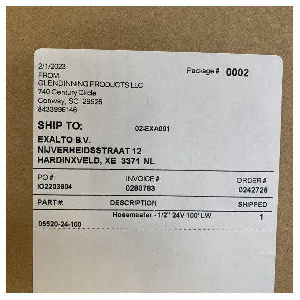 Glendinning Hosemaster LW 05520-24-100 24V elektrisk vandslangetromle 30m 