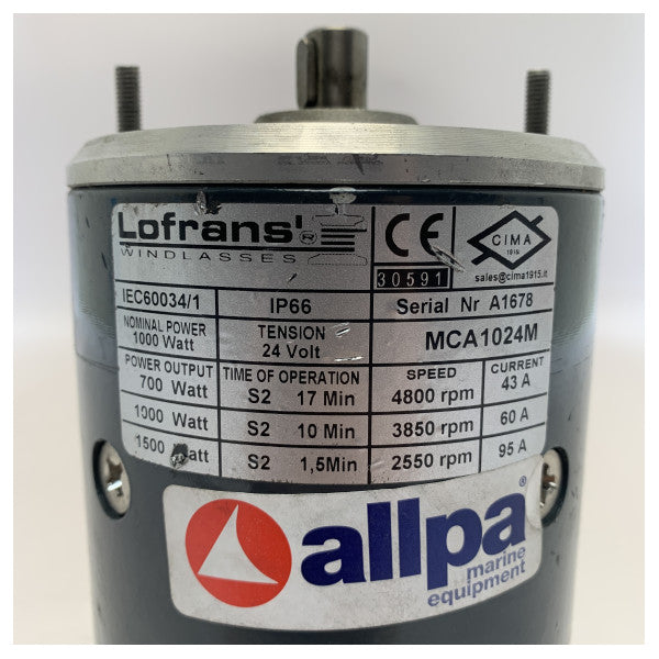 Utilisé Lofrans MCA1024M 1000W | Moteur électro-windlass 24V - EC60034-1