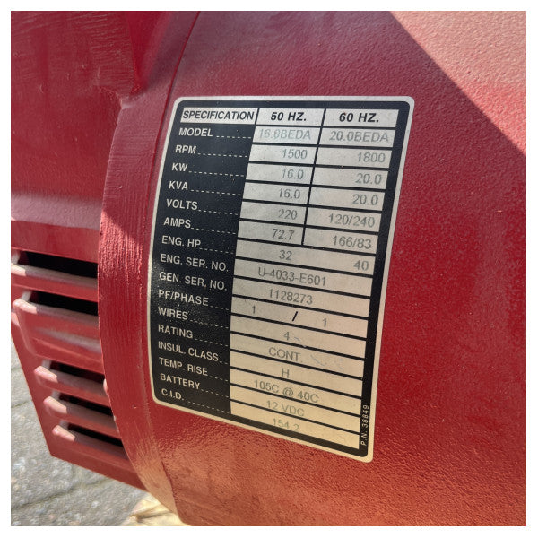 未使用 Westerbeke 16 kW | 20 kW 舶用ディーゼル発電機