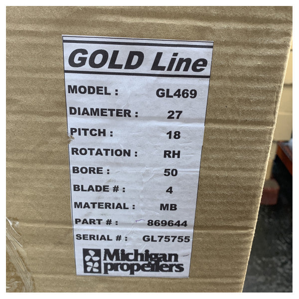 Nakashima 4-bladet bådpropel GL469 R2718050140 poleret marinepropel 