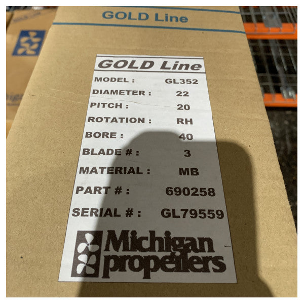 Michigan Propellers 3-blads messingpropell GL352 22x20 RH 40mm - 690258 